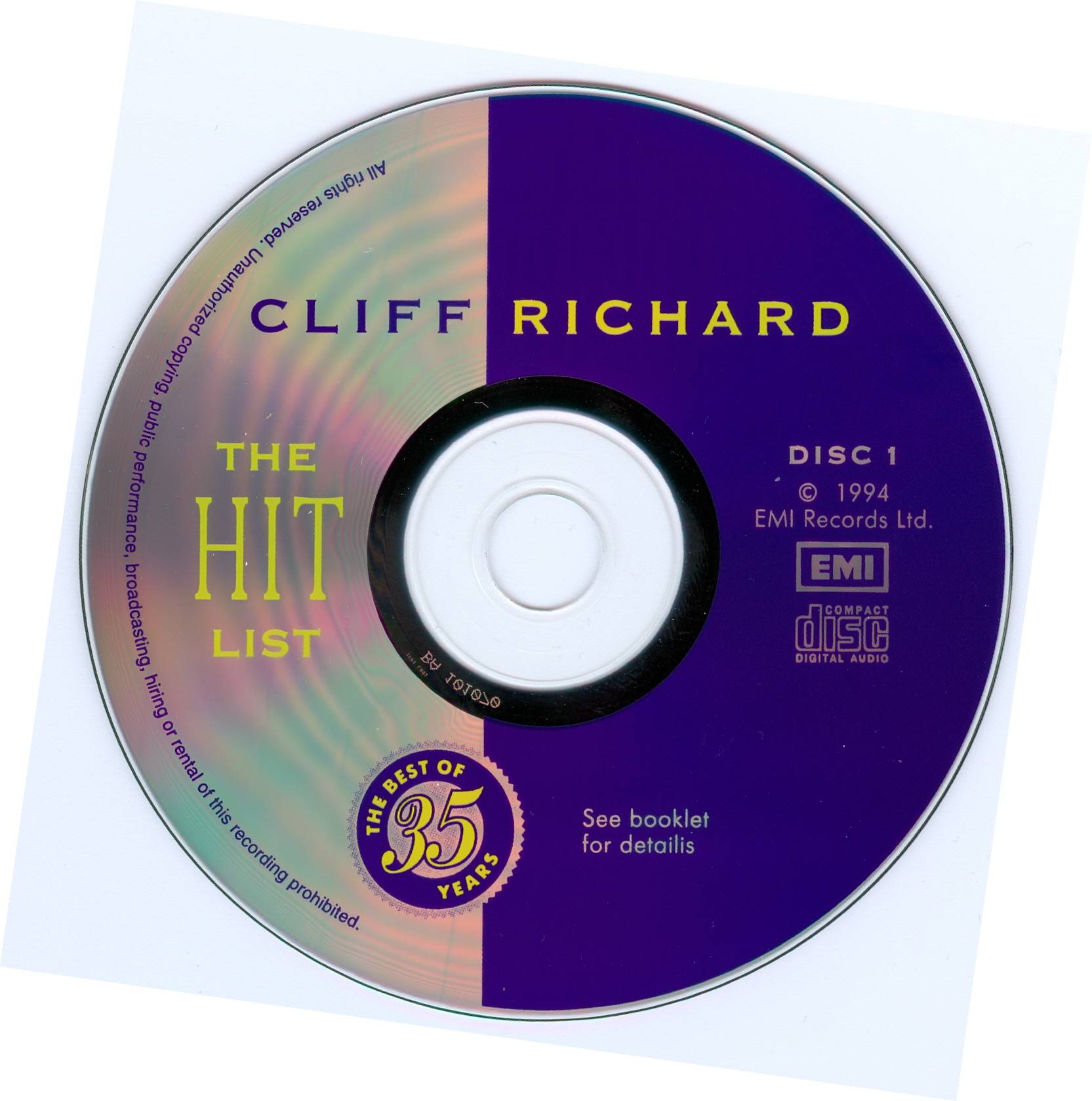 Cliff Richard The Hit List The Best Of 35 Years : CD1